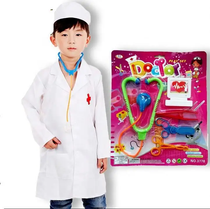 Hot Lab Surgeon Roleplay Set Children Career Uniform Gown Suit Halloween Doctor Nurse Cosplay Costume and Toys for Kids