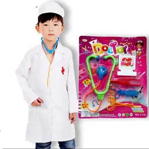 Set Permainan Peran Dokter Bedah Lab Panas Setelan Gaun Seragam Karir Anak-anak Kostum dan Mainan Cosplay Perawat Dokter Halloween untuk Anak-anak