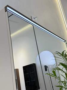 Modern Wall-Mounted Bathroom Vanity with LED <b>Mirror</b> Ceramic Basin MDF Minimalist Design Soft Closing Doors - Product Image 5