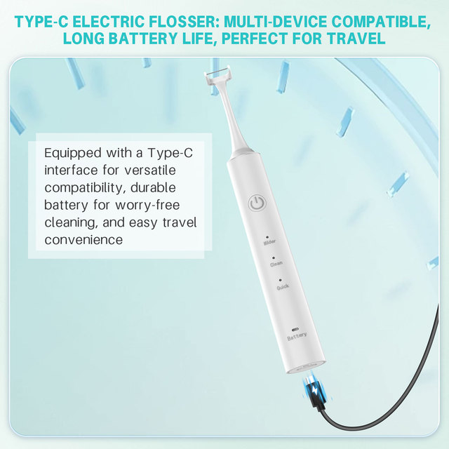 China Factory OEM/ODM Type-C Cordless Rechargeable Electric Flosser IPX7 Waterproof Portable Oral Care Device for Home Household
