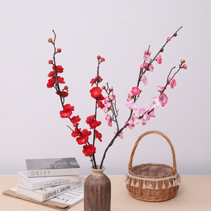 Fleurs artificielles en soie style fleur de prunier chinoise, décoration de table à manger, table basse, ornement de vase pour salon - Product Image 1