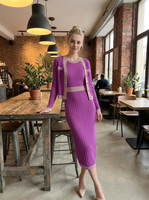 Ensemble robe et cardigan en tricot blanc élégant et moderne, ensemble en tricot 2 pièces Stealth Wealth pour femmes sophistiquées