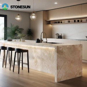 سطح طاولة مطبخ فاخر مخصص من الكوارتزيت الطبيعي على شكل تاج محل من ستون سن، منضدة حجرية، سطح رخامي لطاولة الزينة - Product Image 3