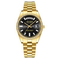 Montre à mouvement à quartz style sucre de roche noir, ajourée, aspect mécanique, pour femmes et hommes, affichage de la date lumineux, résistante à l'eau 30M