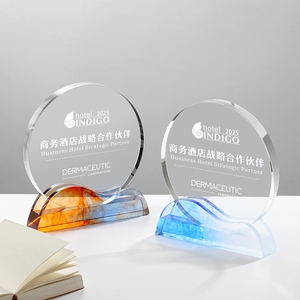 Trophée <span class=keywords><strong>et</strong></span> <span class=keywords><strong>plaque</strong></span> en cristal rond <span class=keywords><strong>vert</strong></span> <span class=keywords><strong>orange</strong></span> avec base Prix de compétition sportive de haute qualité Prix du trophée en cristal de qualité - Product Image 6