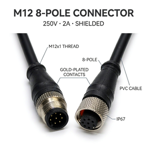 Connecteur de capteur de câble injecté étanche IP67 M12 3 broches 4 broches femelle mâle droit ou coudé à 90 degrés - Product Image 4