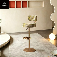 Tabouret de bar pivotant à motif moderne, réglable en hauteur, avec cadre en métal chromé et dossier, pour cuisine, bar, hôtel, projet