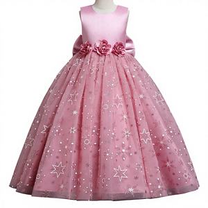 <span class=keywords><strong>Robe</strong></span> de <span class=keywords><strong>princesse</strong></span> pour enfants en maille duveteuse de style européen robes à grandes fleurs pour filles de 10 ans <span class=keywords><strong>robe</strong></span> de mariée <span class=keywords><strong>rose</strong></span> douce pour filles - Product Image 1