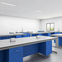Bancs de laboratoire modulaires entièrement en acier sur mesure, solution de mobilier de laboratoire avec armoires pour les laboratoires de chimie