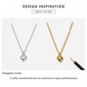 Collier avec pendentif mini cœur en acier inoxydable plaqué or 14 carats, chaîne fine, bijoux - Product Image 4