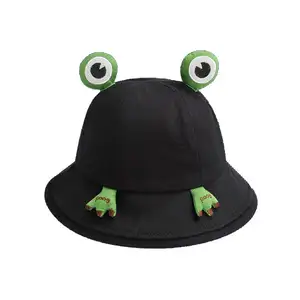 Fábrica al por mayor lindos sombreros de pescador divertidos sombreros de algodón con forma de animal sombreros de cubo de rana de ala ancha
