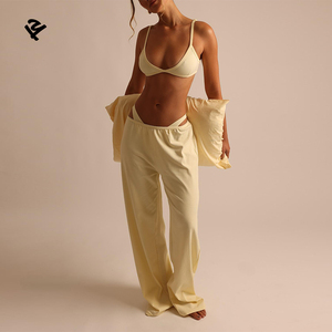 Abiti estivi da donna set da salotto personalizzati da donna <span class=keywords><strong>canotta</strong></span> in cotone a coste e pantaloncini due pezzi da donna set da donna - Product Image 5