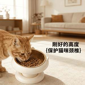 Gamelle surélevée en acier inoxydable pour animaux de compagnie avec support cervical anti-renversement ; conception anti-salissure pour le menton des chats adultes ; antidérapante - Product Image 4