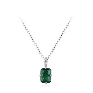 Moda lujo elegancia S925 plata esterlina <span class=keywords><strong>Esmeralda</strong></span> cuadrado geométrico clavícula collar regalos para mujeres - Product Image 6
