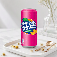 Boisson gazeuse Fanta très vendue, saveurs Orange, Raisin, Pêche, Pomme Verte, canette mince 330ml, fruitée et pétillante