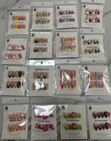 Uñas Postizas Cuadradas de Almendra FAT FAT, Mezcla Aleatoria, Cobertura Completa, ABS, Estilo Salón, Diseño Elegante y Moderno