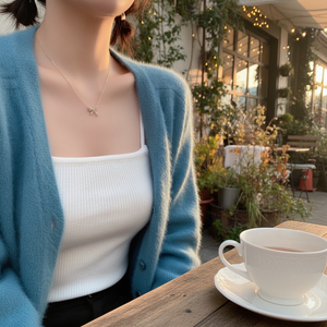 Vendita calda Vintage Boho collane a catena Trending moda Figaro argento acciaio inox con fiore di luna perla all'ingrosso - Product Image 3