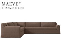 Ensemble de canapés en tissu en forme de L, meubles de luxe, canapé personnalisable, style crème, pour la maison et le salon de la villa