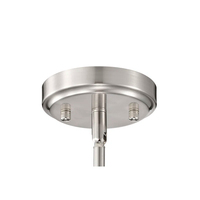 Suspension cylindrique 1 lumière en nickel brossé, style industriel moderne, avec verre transparent, pour cuisine