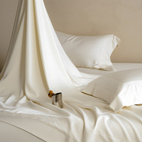Ensemble de draps de lit en soie florale brodée 4 pièces certifié OEKO-TEX 400TC en coton doux et soyeux pour lit Queen et King Size