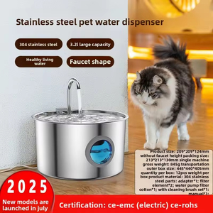 Automatic Indoor <span class=keywords><strong>Stainless</strong></span> <span class=keywords><strong>Steel</strong></span> Fountain for Cats 3.2L <span class=keywords><strong>Pet</strong></span> Bowls Alimentadores Garrafas de água para cães <span class=keywords><strong>Silver</strong></span> Indoor Cat Dog - Product Image 4