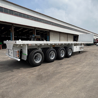 Semi-remorque porte-conteneurs à plateau plat pour la logistique et le transport portuaire africain, avec suspension mécanique à 4 essieux et poutre principale renforcée de 40 pieds