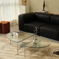 Table basse en verre trempé et acier inoxydable de luxe, design industriel, haute qualité, pour la maison et la salle à manger (vente en gros)