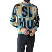 Pull en tricot d'hiver personnalisé OEM vintage en jacquard avec lettres et blocs de couleur pour homme