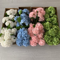 B-1275 Hortensias artificiels de haute qualité, 168 pétales, toucher réel, branche unique, grandes fleurs blanches à longue tige, Saint-Valentin