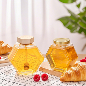 Ru Sao 360Ml 500Ml Bán Buôn Hình Lục Giác Hình Dạng Lọ Thủy Tinh Thực Phẩm Thủy Tinh Container Cho Mứt Mật Ong - Product Image 4