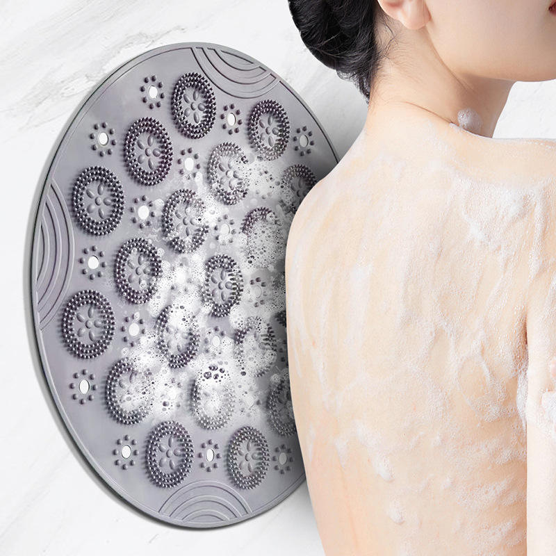 แปรงขนสั้นสีเทาปืนทำจากวัสดุซิลิโคนที่เป็นมิตรต่อสิ่งแวดล้อม