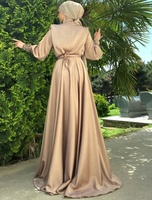 Fabricants de vêtements musulmans, robe de soirée maxi en satin musulman de Dubaï sur mesure pour femmes, pour mariage, fête, bal