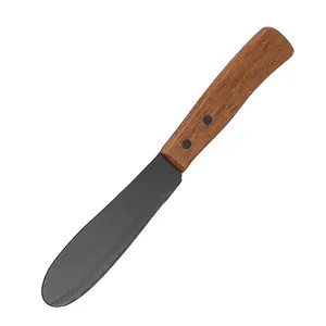 Novo design de cozinha 3cr13 revestimento preto faca de aço inoxidável plana patê faca de manteiga de queijo faca de queijo com cabo de madeira de acácia