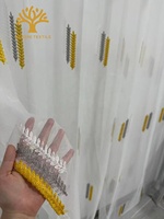 Voilage brodé coloré à œillets, résistant à la chaleur, en polyester, style moderne pour zones climatiques chaudes