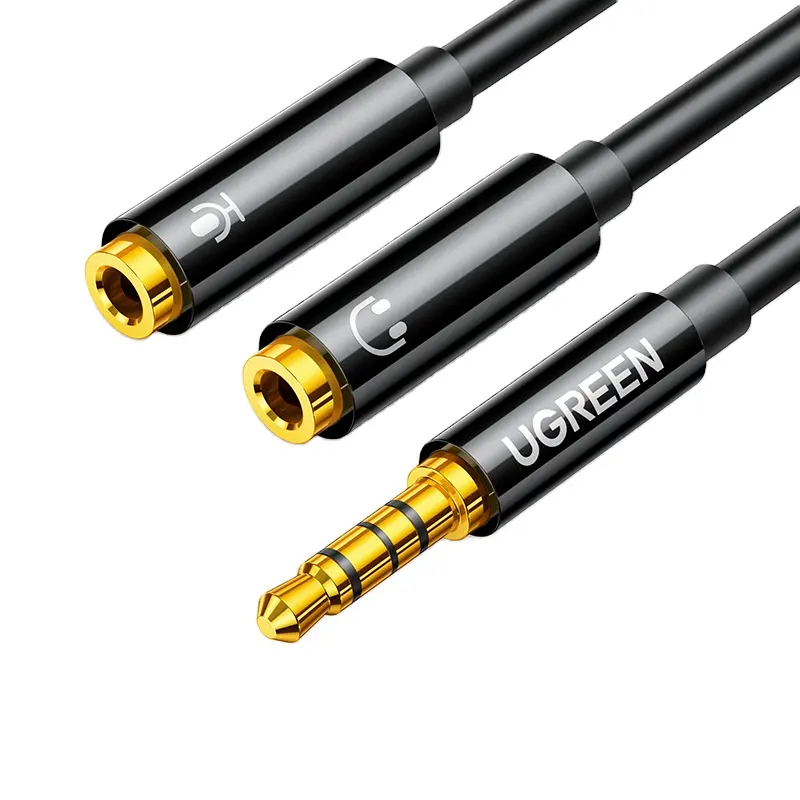 Ugreen 2 In 1 erkek dişi Jack 3.5mm Aux Stereo Y Splitter ses kablosu AUX ve işareti