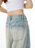 Jeans en denim rétro, coupe droite ample, taille haute, pour femme, style décontracté, tendance streetwear, couple, vintage, jeans à jambes larges pour femme