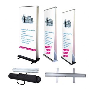 Expositor enrollable para tienda minorista con base robusta, soporte para pancarta enrollable de tela tensada, soporte de fondo publicitario comercial - Product Image 1