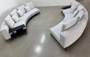 طقم أريكة حديث منحني بتصميم وحدات مع تنجيد قماشي، كنبة دائرية لغرفة المعيشة وديكور المنزل - Product Image 5