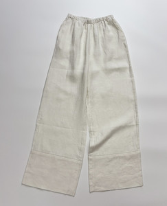 Pantalon droit en lin blanc minimaliste pour femme, taille élastique régulière, mi-longueur, respirant, décontracté, été, ODM - Product Image 4