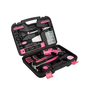 XWTDZ-010 Pink 119 PCs Portable Household Tool Kit set General Repair Screwdriver Pliers Hammer Hex Electrical DrillTool Set