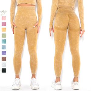 Leggings De sport <span class=keywords><strong>Push</strong></span>-<span class=keywords><strong>Up</strong></span> sans couture pour femmes, pantalon De Yoga délavé à l'acide, personnalisé, nouveau Style, - Product Image 5