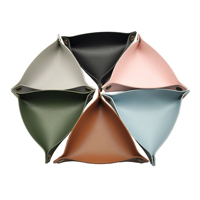 Organisateur de table en cuir PU multicolore, plateau de rangement triangulaire pliable, plateau de rangement fonctionnel pour le bureau, la maison, l'école