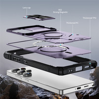 Coque de téléphone anti-collision pour Samsung S26 Ultra S25 S24 Plus avec cache-objectif coulissant, support magnétique et protection antichoc