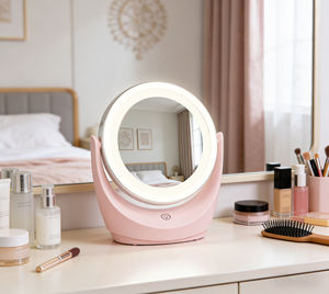 Espejo de Maquillaje Portátil con Luz LED y Logotipo Personalizado, Espejo Cosmético Redondo de Viaje con Rotación de 360 Grados - Product Image 3