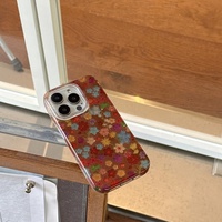 Nouvelle coque de téléphone élégante et protectrice pour iPhone 18 Pro Max, 17 Pro, 16, 15, motif floral coloré sur fond marron doux, collection automne-hiver