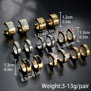 Vente en gros de boucles d'oreilles clous unisexes hypoallergéniques, tendance, massives, en acier inoxydable plaqué or 18 carats, pour mariage - Product Image 6