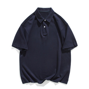 Polo d'été confortable et respirant pour homme de 300 g/m² pour l'été, couleur unie, revers simple, anti-boulochage, motif imprimé, coupe ample. - Product Image 6
