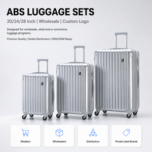 3 Pcs ABS Suitcase Set Silver Hard Shell Travel Luggage Trolley Case 20 24 28 Inch Factory Direct Custom Logo Supplier
