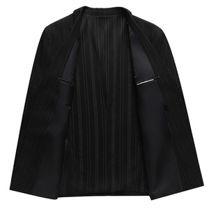 Abito da uomo su misura taglie forti verde scuro a righe <span class=keywords><strong>doppiopetto</strong></span> 2 pezzi per matrimonio <span class=keywords><strong>sposo</strong></span> e testimone - Product Image 3