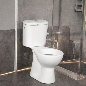 Cuvette de toilettes en céramique blanche deux pièces, WC traditionnel à poser au sol, cuvette ronde, siphon en S, chasse d'eau par gravité pour salle de bain d'hôtel - Product Image 2